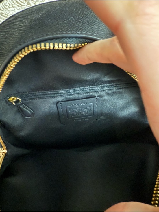 Coach Black Leather Mini Backpack with Gold Hardware